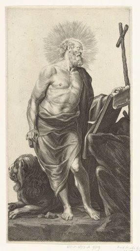 Saint Jerome with Pen and Paper, Cross, and Lion