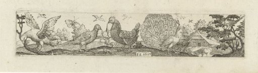 Frieze with nine birds