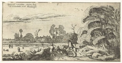 Rider and walkers on a road near Lisse
