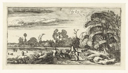 Rider and walkers on a road near Lisse