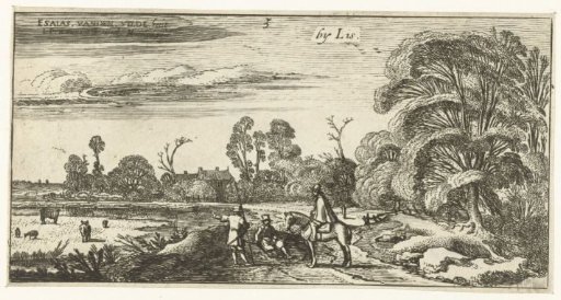 Rider and walkers on a road near Lisse