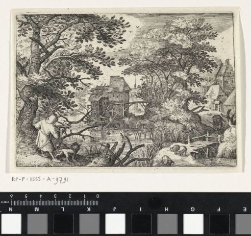 Hunter with a crossbow in a landscape