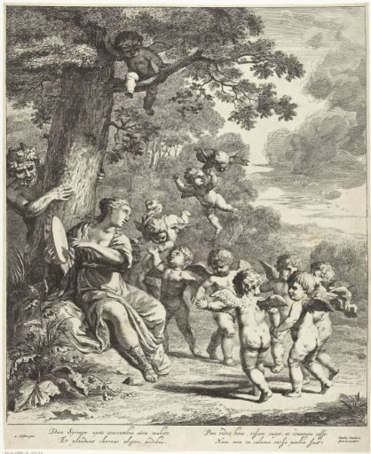 Pan and Syrinx with dancing putti