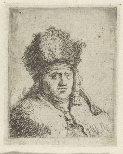 Bust of a man with a fur cap