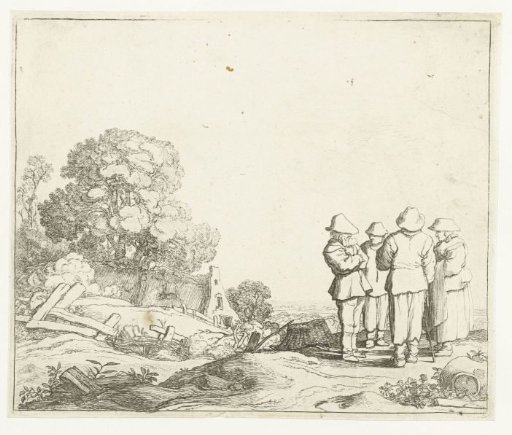 Landscape with Three Peasants and a Peasant Woman