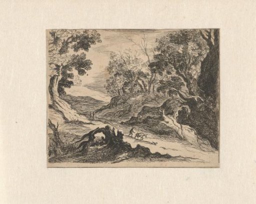 Hilly landscape with a donkey herder
