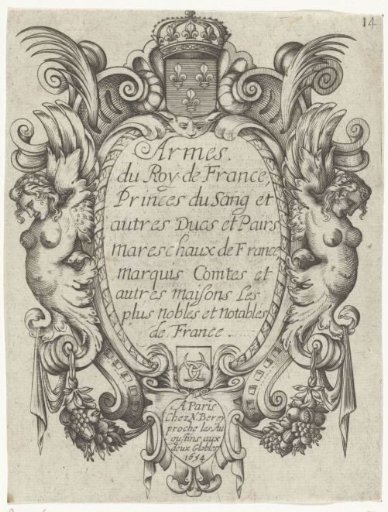 Cartouche flanked by two female upper bodies