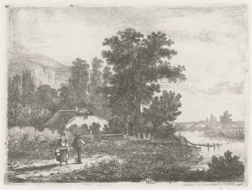 Man and woman at a farmhouse