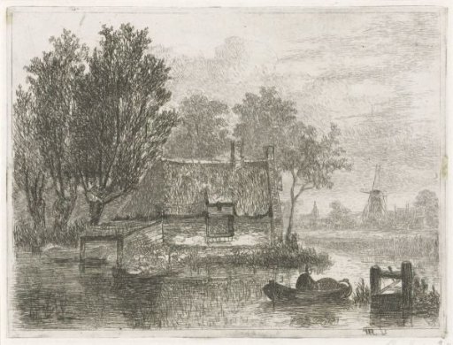 Man with a cask in a boat