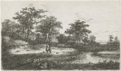 Two hunters at a pond