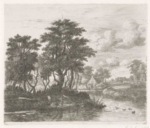 River landscape with a fisherman