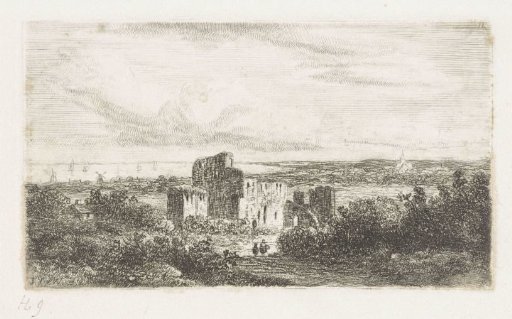 Coastal landscape with a ruin