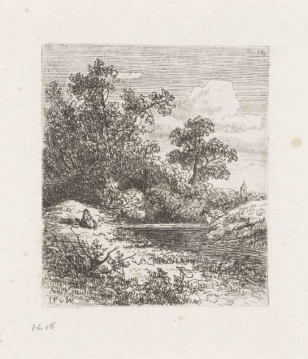 Woman on the bank of a river