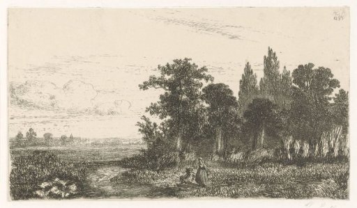 Man and Woman by a Stream at the Edge of the Woods