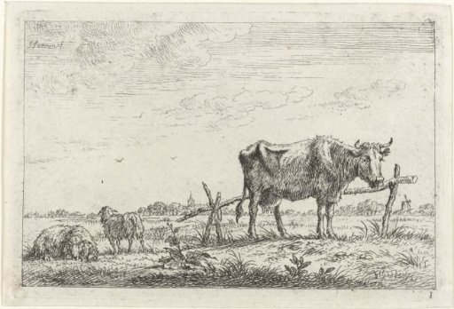 Meadow with Cow and Sheep