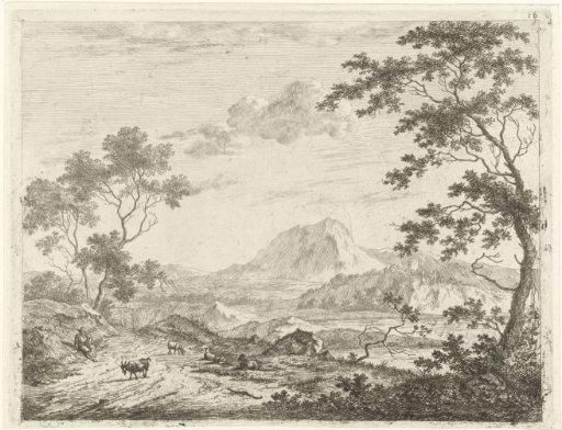 Mountainous Landscape with Resting Shepherd