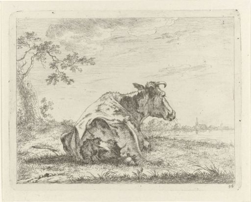 Recumbent Cow by the Water's Edge