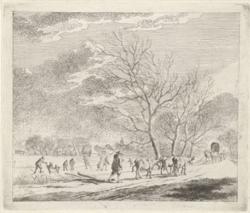Winter Landscape with Cows and Skaters