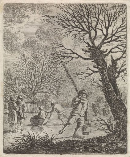 Winter landscape with skater