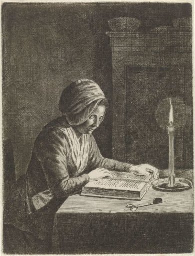 Interior with a reading woman