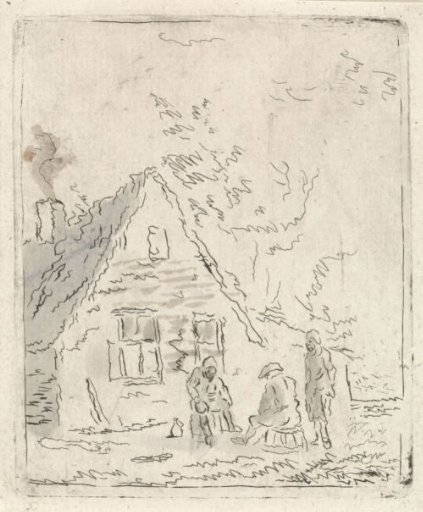 Three farmers in front of farm