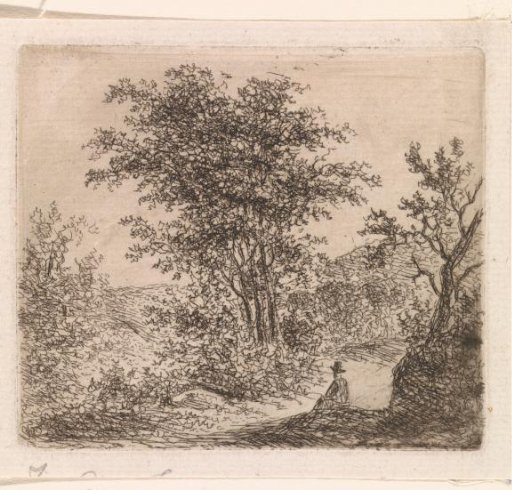 Forest landscape with seated figure