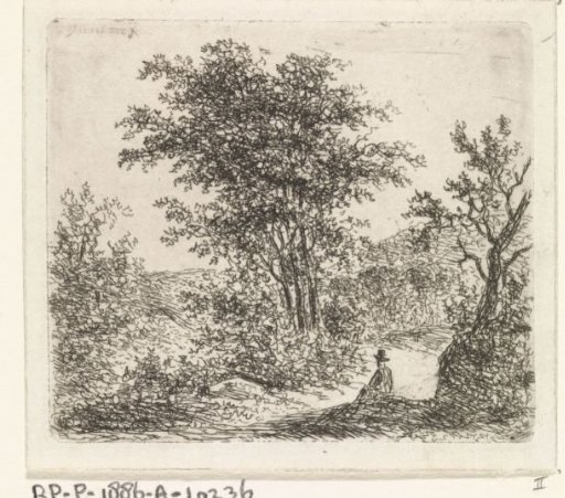 Forest landscape with seated figure