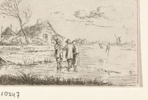 Landscape with skaters and farmhouse
