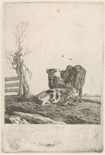 Landscape with three cows