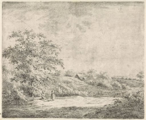 Man and woman in hilly landscape