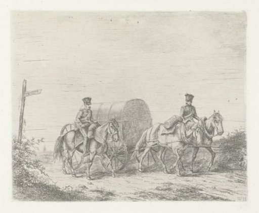 Two Soldiers on Horseback on the Road