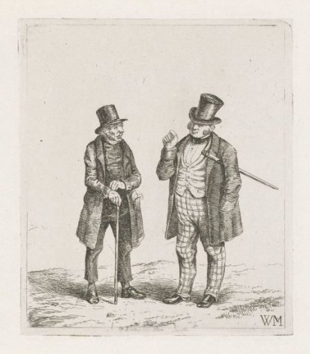 Two Men with Walking Stick and High Hat