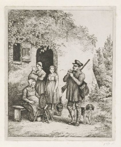 A Group in Front of a House Door