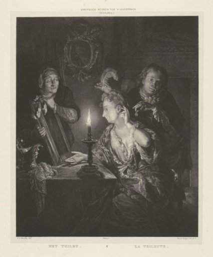 Lady before the mirror by candlelight