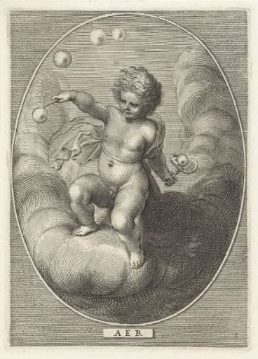 Element Air as a child blowing bubbles on a cloud