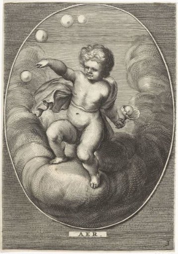 Element Air as a child blowing bubbles on a cloud