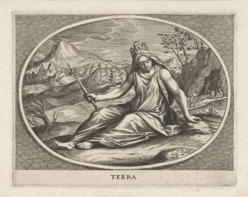 Female personification of the element Earth with a mural crown and scepter