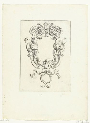 Cartouche with two masks