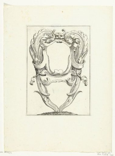 Double cartouche between leafy vines