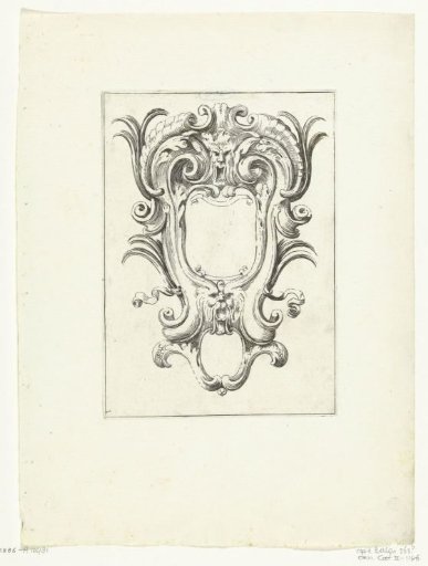 Cartouche decorated with two masks
