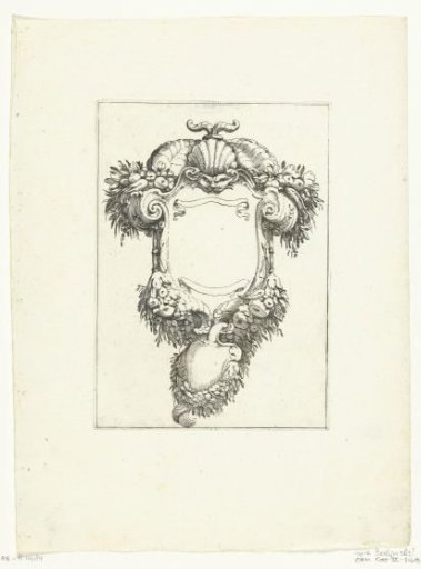 Cartouche with a mask and cornucopias