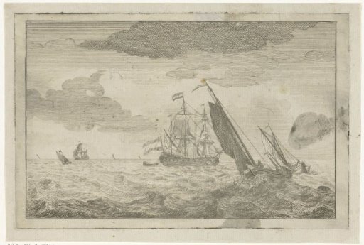 Turbulent sea with a three-master