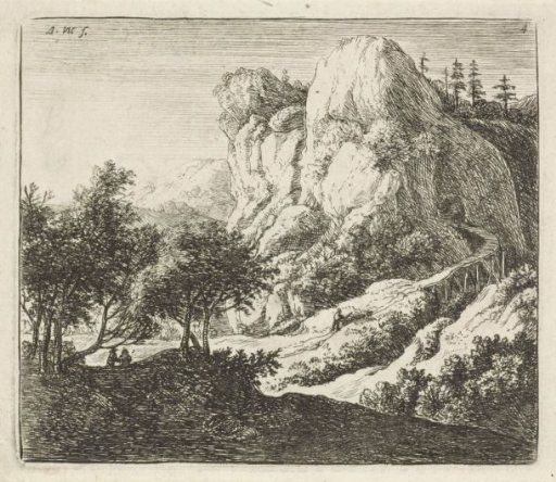Wooden Bridge near a Rocky Outcrop