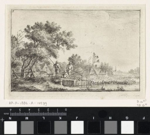 Three fishermen on a bridge