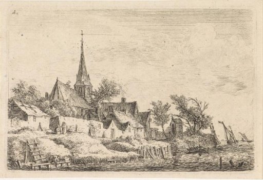 View of a village by the water