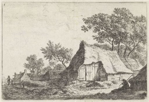 View of a Village with Pedestrians