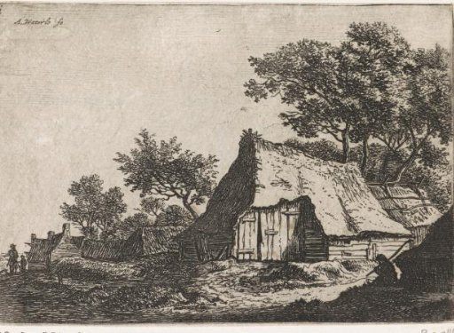 View of a Village with Pedestrians