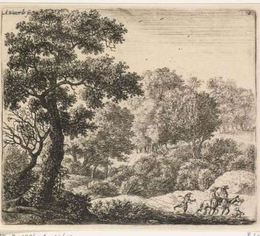 Two horsemen on a forest path