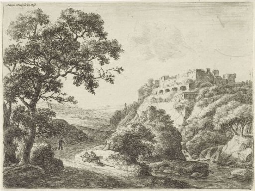 Resting Travelers along a Country Road