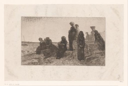 Resting fishermen's wives by the water